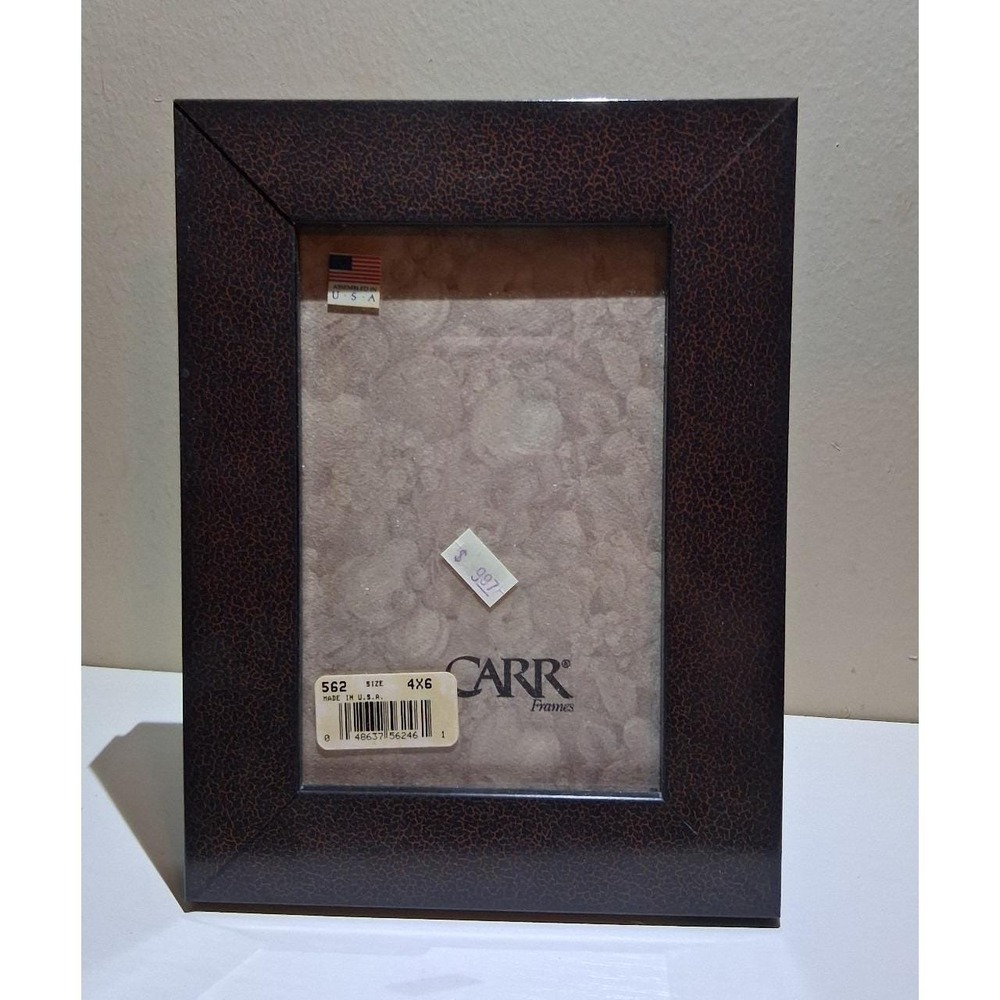 Vintage Carr Frames 4x6 Brown Crackle Finish Photo Frame Made in USA